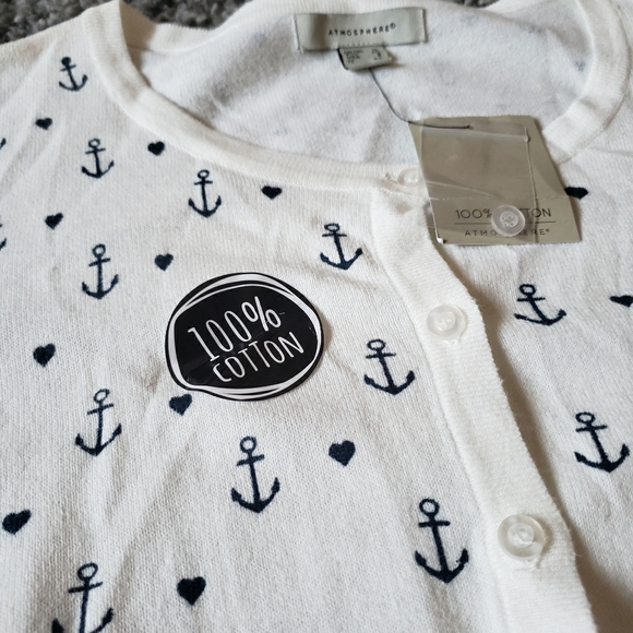 NWT White ATSMOSPHERE Anchor Cardigan - Picture 3 of 3